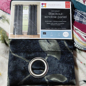 Interiors by Design Dark Blue Olive Green Blackout Window Panel One Size